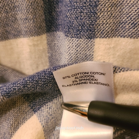 Lucky Brand Blue White Plaid Pearl Snap Flannel Shirt Men's Size Large - Picture 8 of 10